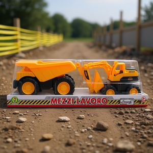 Ensemble de véhicules de construction Mezzi Lavoro Toy 39 cm avec camion benne et excavatrice pour enfants de 3 ans et plus - Product Image 1