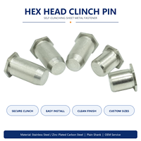 Goupilles hexagonales auto-serrantes en acier inoxydable passivé et trempé, modèle PIN4 KING SEVEN, pour fixations et quincaillerie
