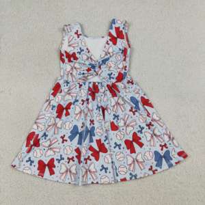 RTS Ropa Deportiva, Vestido con Lazos de Helado del 4 de Julio para Niñas Pequeñas, Shorts con Forro, Diseño Estadounidense, para Jugar Tenis, Yoga, Nuevos Diseños, Vestido para Hermanas - Product Image 2