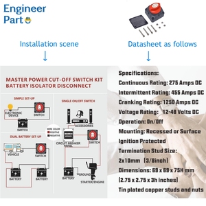Interruptor aislador 12V 24V 48V DC para RV Boat Marine & Car-Interruptores de batería de alto rendimiento - Product Image 2