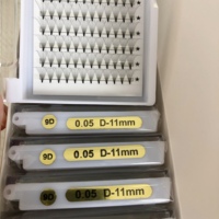 Extensions de cils 9D à tige courte, 144 cils, courbure D 0.05, en petit plateau auto-adhésif, couleur foncée