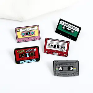 Wholesale Creative Cartoon Tape Brooch Cheap Music CD Enamel Lapel Pin Pins Bag Clothes Lapel Pin
