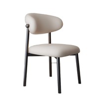 Chaise de salle à manger sans accoudoirs en cuir rembourré, style minimaliste moderne, avec dossier en fer forgé, tabouret de luxe léger haut de gamme, idéale pour la location