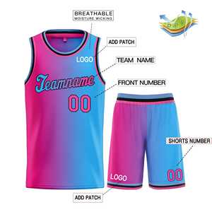 Ensembles de maillots de basket-ball personnalisés avec dégradé rose et bleu - Product Image 3