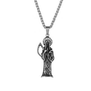 Collar con colgante de Grim Reaper de acero de titanio con guadaña estilo Hip Hop Rock SP990 - Product Image 1