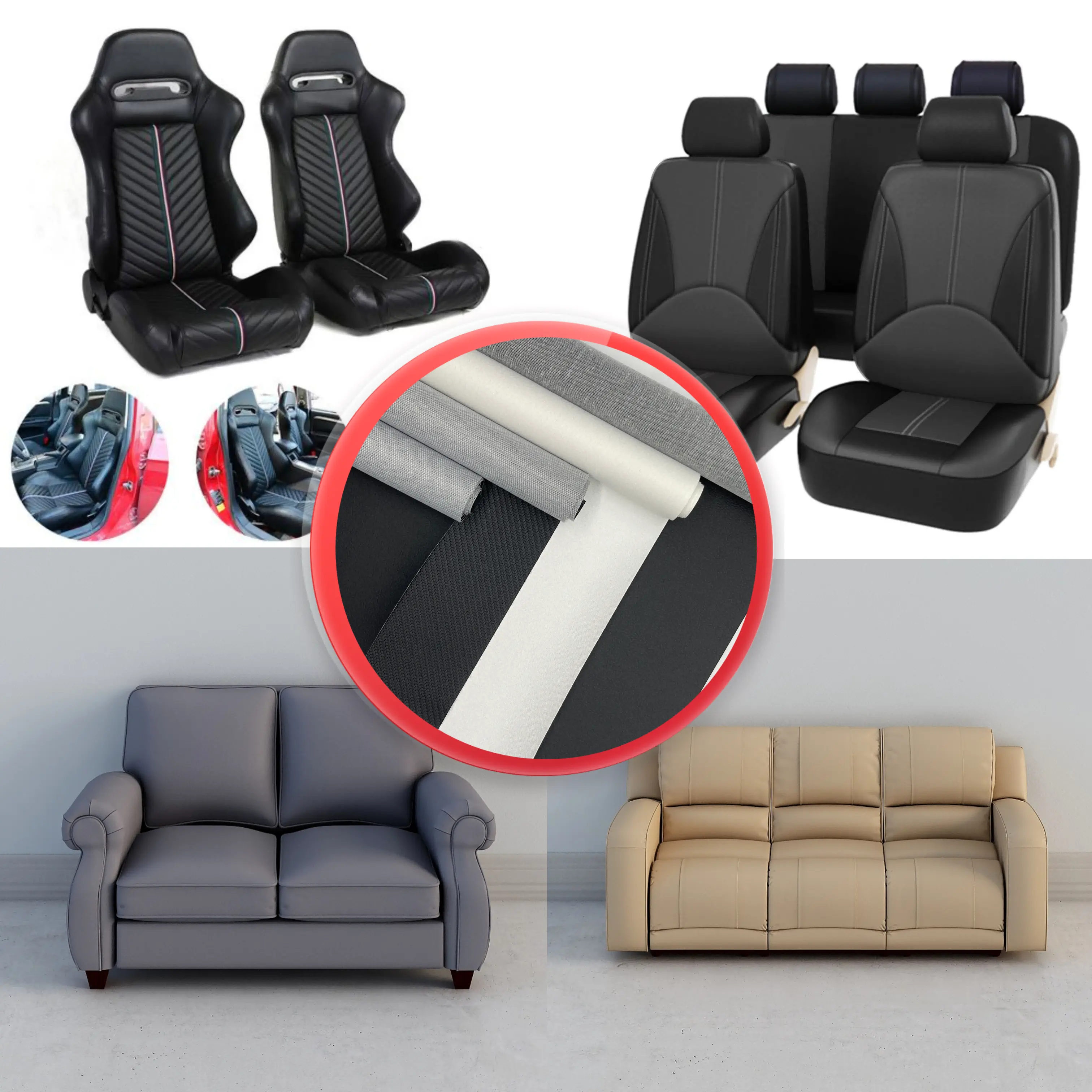 Factory Manufacturer 0.7mm-1.0mm Abrasion-resistant Synthetic Rexine ECO PVC Leather Material For Sofa Car Seat Chair