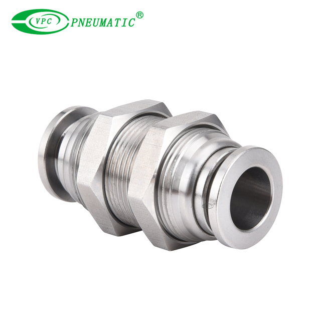 Industrial SSPM Stainless Steel Air Piping Pneumatic Bulkhead Coupling Fitting