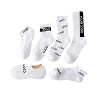 Chaussettes de sport en coton personnalisées KTS51 avec logo brodé/tricoté de haute qualité – Modèles invisibles, cheville ou mi-mollet à prix abordable