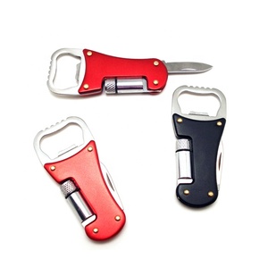 <span class=keywords><strong>4</strong></span> in 1 acciaio inox portachiavi multifunzione Mini coltello tascabile e torcia elettrica in metallo apribottiglie strumento - Product Image 5