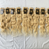 Extensions de cheveux humains indiens crus, style vietnamien, à Double dessin, vierges, couleur blond 613