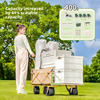 Chariot de camping pliable à quatre roues, imperméable, pour le shopping en plein air, avec espace inclinable, chariot multi-usage pour pique-nique et voyages