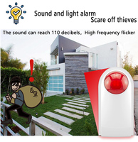Sistema de Alarma con Sirena Estroboscópica Portátil Tuya WiFi de 12V, ABS, para Exteriores, Sensor de Movimiento PIR, Alarma de 110dB, Luz LED Intermitente, Control Remoto por Aplicación