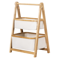 Vente en gros de grands chiffons imperméables pliants durables à 3 niveaux panier à linge en bambou naturel paniers étagère pour le salon