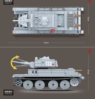 Kit de construction de char de la Seconde Guerre mondiale de 462 pièces, modèle de char russe BT-7, jouet de construction de char, ensemble de blocs de construction de char