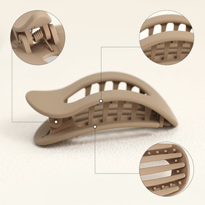 Vendita calda di 9.5cm/13cm forcella piatta ovale tinta unita in plastica opaca fermaglio per capelli a coda di rondine leopardo Non Slip artigli di coda di cavallo - Product Image 4