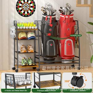 Suporte de Chão Giratório de Metal com <span class=keywords><strong>4</strong></span> Níveis para Armazenamento de Bolsas de Golfe, Organizador Esportivo Multicamadas Não Dobrável para Sala de Estar e Clubes - Moderno - Product Image 2
