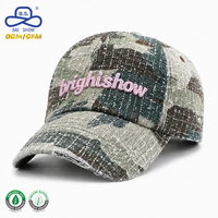 Casquette de baseball OCS Premium en tissu, 6 panneaux, style vintage, broderie de lettres, effet vieilli, avec logo personnalisé