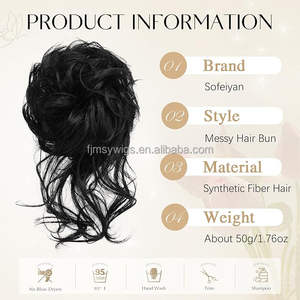 Fibre synthétique de qualité supérieure longue queue perruque bouclés ondulés cheveux chignon Extensions Offre Spéciale désordonné chouchous femmes bande élastique - Product Image 5