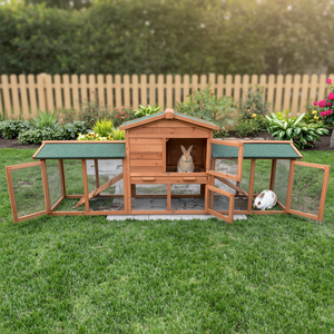 SHUNDA SDR003-D Jaula para Mascotas de Madera Ecológica, Casa para Conejos con Diseño Impreso, Jaula Exterior para Animales Pequeños para Todas las Estaciones - Product Image 2