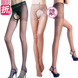 Bas cuissardes amincissants en dentelle pour femme, transparents en Spandex, à ouverture double face, Blanc, Violet, Rose, Noir, Couleur chair - Product Image 3