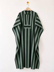 New Fashion Black White Striped V-neck Button Floor-Length Breathable Cotton <b>Kaftan</b> Robe Boubou Indian <b>Summer</b> Print - Product Image 2