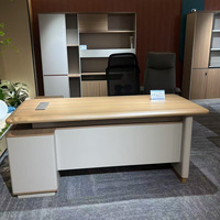 Chaise de bureau de direction moderne de luxe avec bureau en L de 2m/2,4m, personnalisable, cadre en PVC et bois, tiroirs de rangement, usage commercial