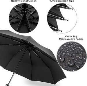 ร่มกันฝนพับ 3 ตอน กันน้ำ เปิดอัตโนมัติ สำหรับของขวัญธุรกิจ พร้อมโลโก้ OEM แบบกำหนดเอง บรรจุกล่องของขวัญ - Product Image 4