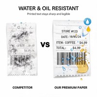 Papier thermique sans BPA 57 mm 80 mm résistant à l'eau et à l'huile, coupe lisse, ajustement universel, livraison rapide
