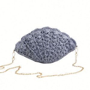 Nuevo Bolso de Playa de Paja con Forma de Concha para Mujer, Hecho a Mano, Estilo Cruzado - Product Image 5