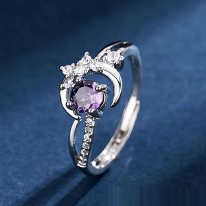 Anillos Anti Ansiedad Full Diamond Star Crescent Four-claw <b>Ring</b> for Women Open <b>Adjustable</b> <b>Ring</b> Luxury ZIRCON <b>Ring</b> - Product Image 1