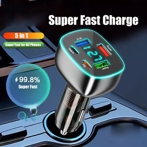 Cargador de Coche Eléctrico <span class=keywords><strong>USB</strong></span>-<span class=keywords><strong>C</strong></span> 5 en 1, Adaptador PD de 30 W, Pantalla de Voltaje Súper Rápida para <span class=keywords><strong>Macbook</strong></span>, iPad 15, Oppo - Product Image 3