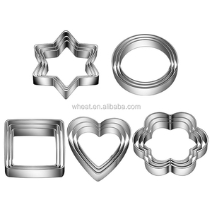Outils de cuisine pour aliments, <span class=keywords><strong>emporte</strong></span>-pièces en acier inoxydable écologiques, personnalisables, en forme de cœur carré, de nombreuses formes, pour gâteaux, pain, biscuits - Product Image 1