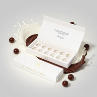 Boîte à chocolat pliable personnalisée, recyclable, faite à la main, fermeture magnétique, papier recyclé, logo estampé à chaud, séparateurs - Emballage alimentaire