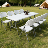 Table pliante rectangulaire en plastique HDPE portable sur mesure de 1,8 m, robuste, pliable en deux, pour le camping, les pique-niques, le jardin, les expositions