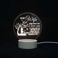 Veilleuse personnalisée 3D en acrylique et bois, cadeau de mariage pour filles, veilleuse personnalisée pour amis, vente chaude