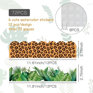 Bordes Personalizados para Tableros de Anuncios con Estampado Animal, Temática de Safari Africano, Leopardo, Cebra, Tigre, Jirafa, Hojas Tropicales - Product Image 2