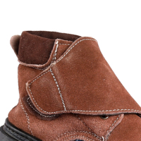 Chaussures de sécurité de soudage mi-hautes, anti-écrasement, anti-perforation, chaussures de sécurité, possibilité de personnalisation OEM, cuir de vachette suédé, chaussures de travail