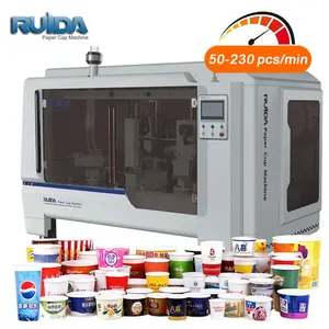 Nueva máquina automática para hacer vasos personalización 50-230 pcs/min 3-40 oz corte de vasos de papel y máquina de serigrafía de vasos de papel
