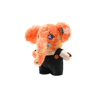 Peluche éléphant personnalisée en combinaison avec visage brodé, jouet en peluche, logo et couleur personnalisés OEM