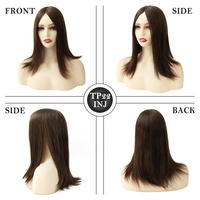 TP22INJ-14" 16" Compléments capillaires en cheveux naturels pour femmes, en cheveux Remy chinois injectés, texture lisse naturelle, perruque de remplacement