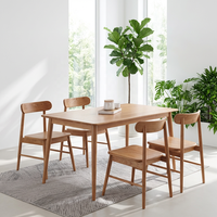 Ensemble de table à manger en bois massif moderne avec 4 chaises pour la maison, ensemble de table à manger minimaliste en bois massif avec 4 chaises