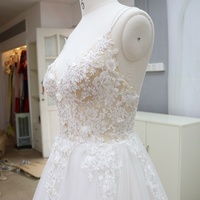 Nouvelle Arrivée Robe de Mariée Longue de Luxe Moderne Européenne en Dentelle et Tulle avec Perles et Appliques, Coupe A-Line