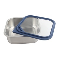 Boîte de conservation alimentaire en acier inoxydable, rectangulaire, taille M, couvercle hermétique en plastique, à un seul niveau, 1 compartiment, empilable, boîte à lunch