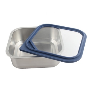 Boîte de conservation alimentaire en acier inoxydable, rectangulaire, taille M, couvercle hermétique en plastique, à un seul niveau, 1 compartiment, empilable, boîte à lunch - Product Image 6