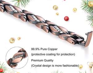 Bracelet d'énergie quantique magnétique unisexe en cuivre pur à 100%, pierre minérale, bio <span class=keywords><strong>nano</strong></span> <span class=keywords><strong>science</strong></span>, guérison saine, durée de <span class=keywords><strong>vie</strong></span> de 5 ans - Product Image 6