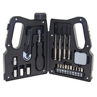 Ensemble d'outils multifonctionnels pour la maison, portable et personnalisable, 21 pièces, étui rigide en PP, acier au carbone, outils à main, cadeau promotionnel d'urgence pour la maison