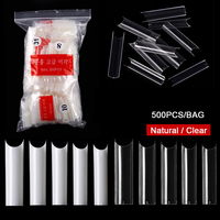 Vente directe usine – Nouveaux faux ongles en ABS acrylique préformés, extra longs, courbés en forme de C, semi-couvrants, pour application avec colle