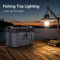 Station d'alimentation portable 2400W 1451Wh + panneau solaire 600W, kit générateur solaire rechargeable à charge rapide, prêt pour le camping et la pêche à domicile