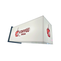Boîte lumineuse publicitaire extérieure personnalisée avec éclairage LED, lettres en acrylique, motifs carrés et ronds, matériau en acier durable