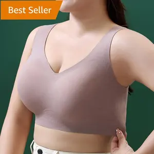 Women Seamless Wireless jelly bar M-5XL plus size Fat woman Removable Pad Bras Comfort Sleep No Underwire Bralette Invisible Bra